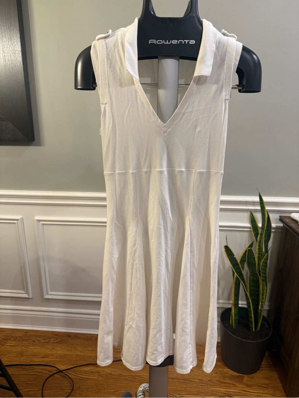 Lacoste White Sleeveless V-Neck Polo Flared Skater Dress